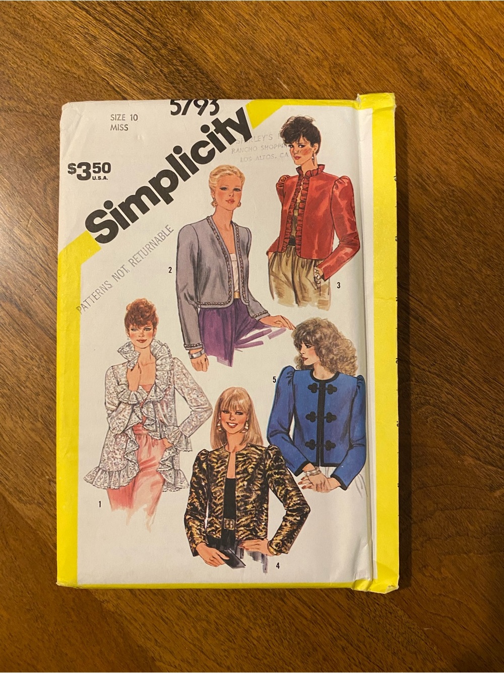 Simplicity 5793 5 version jacket Printed Sewing Pattern